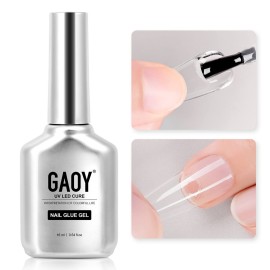 GAOY Nail Glue Gel, 2 in 1 Nail Glue and Base Coat for Acrylic Tips, 16ml Gel for Press on Nails for Long Lasting UV Light Cure DIY
