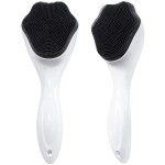 Silicone Face Scrubber Exfoliating Brush, Beomeen 2 Pack Manual Handheld Facial Cleansing Brush Blackhead Scrubber, Soft Bristles Waterproof for Face Skincare (Black White)
