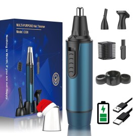 AREYZIN Nose Hair Trimmer 3-in-1 Versatile Rechargeable Ear and Nose Trimmer for Men&Women Painless Electric Shaver Grooming Kit for Ear Beard Facial Pubic Hair Wet Dry Use