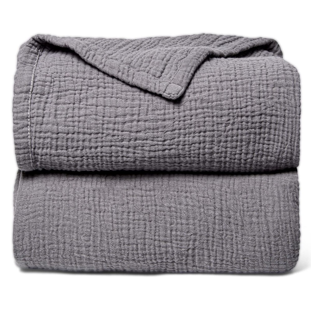 Lulu moon Muslin Quilt Blanket, Crib Blanket for Baby and Toddler,47x47 Inches(Gray)