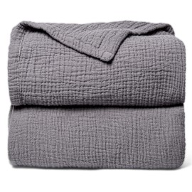 Lulu moon Muslin Quilt Blanket, Crib Blanket for Baby and Toddler,47x47 Inches(Gray)