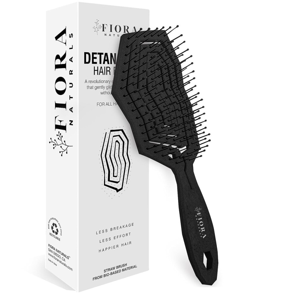 Fiora Naturals Hair Detangling Brush -100% Bio-Friendly Hair Detangler Brush w/Ultra-soft Bristles- Glide Through Tangles with Ease - For Curly, Fine, Women, Men, Kids, Toddlers, Wet and Dry Hair