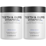 Codeage Teeth & Gums Vitamins + Oral Probiotics Supplement for Mouth - Whole Food Calcium, Collagen, Potassium, Vitamin C, D3, K2, Zinc - Oral Care & Dental Multivitamin Supplements - 2 Pack