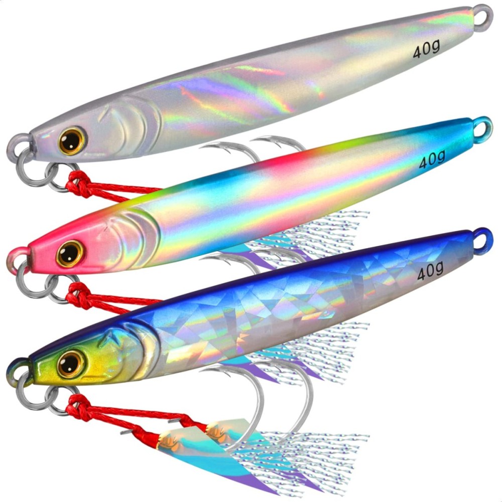TRUSCEND Metal Fishing Jigs 40g, Full Hand-Polish Vertical/Casting Jigging Lure Bait for Walleye Bass Mackerel Pike Tuna Salmon Grouper, Fishing Jig Saltwater Freshwater, Deep Sea Fishing Spoons Lure