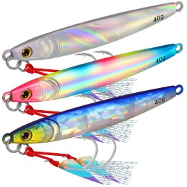 TRUSCEND Metal Fishing Jigs 40g, Full Hand-Polish Vertical/Casting Jigging Lure Bait for Walleye Bass Mackerel Pike Tuna Salmon Grouper, Fishing Jig Saltwater Freshwater, Deep Sea Fishing Spoons Lure