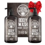 Viking Revolution Men\'s Body Wash - Eucalyptus Peppermint Body Wash for Men - Mens Natural Body Wash with Vitamin E and Rosemary Oil - Mens Shower Gel Liquid Soap - Peppermint Mens Bodywash (2 Pack)