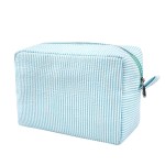 GFU Cosmetic Bags for Women, Seersucker Cosmetic Bag, Travel Toiletry Stripe Makeup Bag, Large Women Aesthetic Organizer Storage Pouch, Girls Handbags Purses