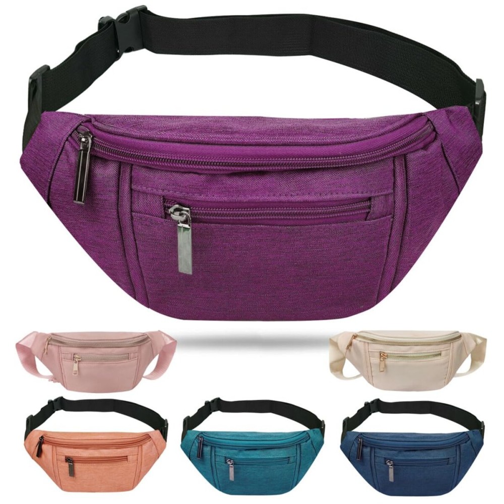 Crossbody Fanny Pack for Women Fashionable,Fashion Waist Bag Purse,Belt Bag for Travel Walking Running Hiking Cycling,Easy Carry Any Phone,Wallet (Purple)