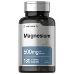 Horbach Magnesium 500mg | 180 Caplets | Vegetarian, Non-GMO, and Gluten Free Supplement