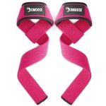 DMoose Fitness Lifting Straps - 4mm Neoprene Padded Wrist Straps for Weightlifting & Powerlifting - Cotton Lifting Strap with Silicone Grip for Men & Women (Pink)