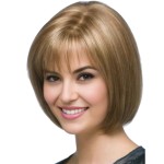 XIUFAXIRUSI XIUFAXIRUSI Short Blonde Bob Wigs for White Women Straight Bob Wig with Cute Bangs Chin Length Synthetic Wig for Daily,Party Use