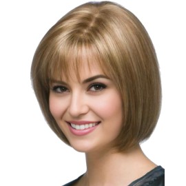 XIUFAXIRUSI XIUFAXIRUSI Short Blonde Bob Wigs for White Women Straight Bob Wig with Cute Bangs Chin Length Synthetic Wig for Daily,Party Use