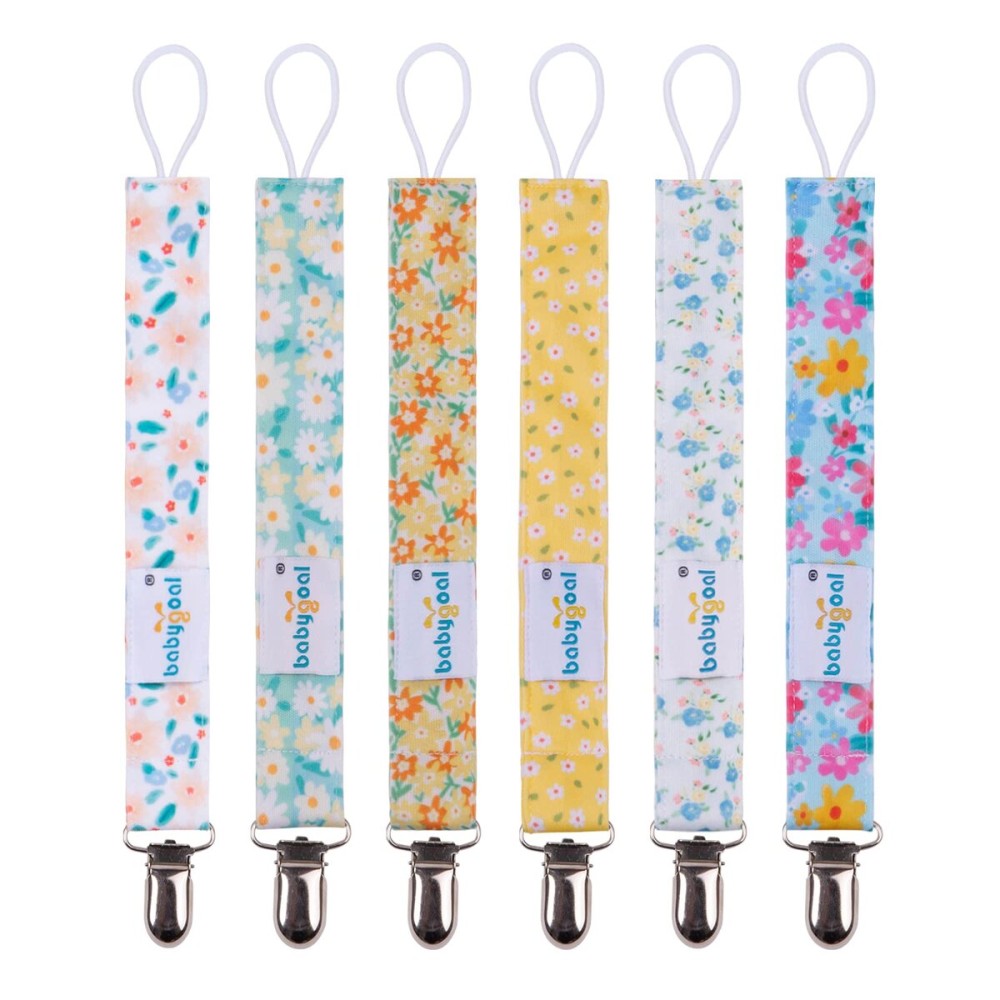 babygoal Baby Pacifier Clips, 6 Pack Metal Clips Pacifier Holder for Boys and Girls Fits Most Pacifiers and Binkies 6MP31