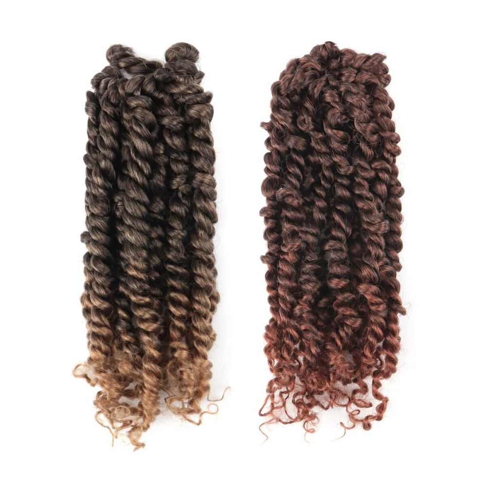 ToyoTress Tiana Passion Twist Hair - 10 Inch 2 Packs Pre-twisted Crochet Braids, Ombre Blonde and Ombre Brown Pre-looped Synthetic Braiding Hair Extensions (10 Inch, T27+T30-2P)