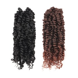 ToyoTress Tiana Passion Twist Hair - 10 Inch 2 Packs Pre-twisted Crochet Braids, Natural Black and Ombre Brown Pre-looped Synthetic Braiding Hair Extensions (10 Inch, 1B+T30-2P)