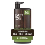 Every Man Jack 2-in-1 Tea Tree + Cedar Shampoo + Conditioner - Thicken, Cleanse, and Hydrate Hair with Coconut, Aloe, Tea Tree Oil - Naturally Derived and No Harmful Chemicals - 24oz -1 Bottle