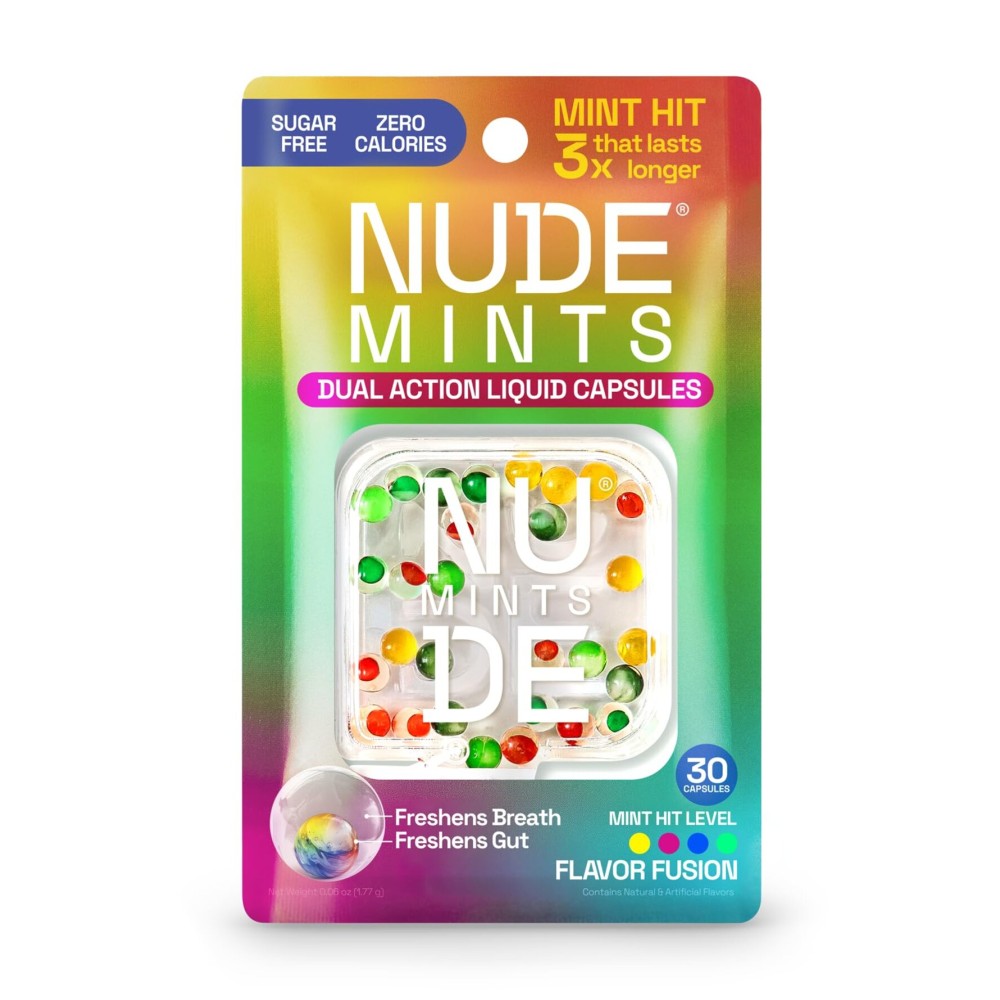 NUDE MINTS | Dual Action Liquid Capsules | Mouth Watering Mint - Lasts 3X Longer - 3X Stronger - Extreme Bad Breath Treatment For Adults - Sugar Free, 0 Calorie - All Flavors - 10 Pack - 300 Capsules