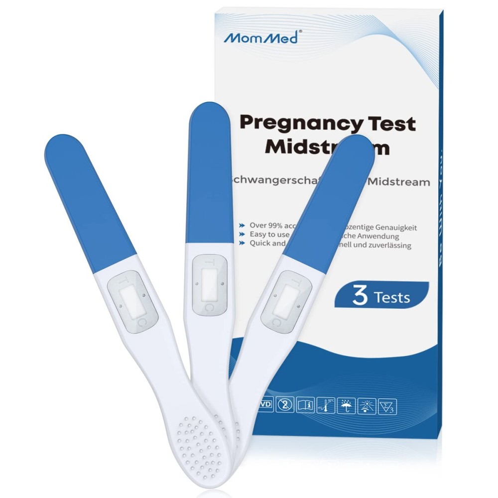 MOMMED Pregnancy Test Midstream Sticks, 3 X Individually Wrapped Home Pregnancy Test, Results in Fastest 1 Minute, HCG Testing Kit, Accurate & Rapid Detection