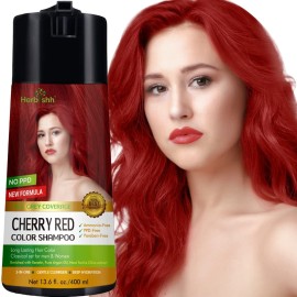 Herbishh Color Shampoo and Conditioner for Gray Hair - Enriched Dye Formula, Long-Lasting & DIY (Cherry Red)