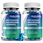 HOLLEGEND Potassium Magnesium Gummies, High Absorption Potassium Citrate 99mg Magnesium Citrate 180mg, Chewable Gummy Supplements for Leg Cramps & Muscle, 120 Count
