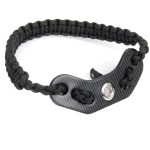 SUNYA Archery Bow Wrist Sling, Paracord Strap Comfortable on Hand. Full Grain Leather Yoke with Carbon Fiber Texture as Accessories Fit Bow Stabilizer. Black(CB)