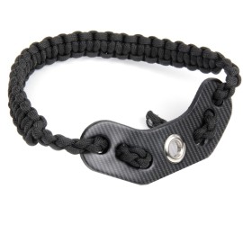 SUNYA Archery Bow Wrist Sling, Paracord Strap Comfortable on Hand. Full Grain Leather Yoke with Carbon Fiber Texture as Accessories Fit Bow Stabilizer. Black(CB)