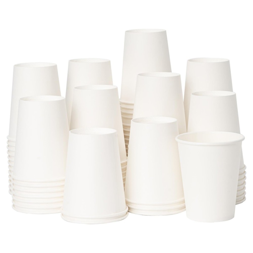 YEEHAW 8 oz 500 Pack Disposable Paper Coffee Cups, White Hot Drinking Cups for Hot Coffee, Hot Liquid, Ideal for Cafes, Bistros, Businesses and Family