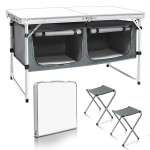 CampLand Outdoor Folding CampingTable with Aluminum Lightweight Height Adjustable with Storage Organizer Picnic Table for BBQ, Party, Camping (WhiteBig)