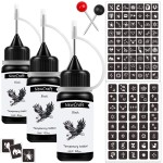3 Packs Black Temporary Tattoo Ink and Stencils for Adults Teens, Temporary Tattoo Kit Skin Friendly
