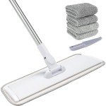 18 Professional Microfiber Mop Floor Cleaning System, Flat Mops with Stainless Steel Handle, 4 Reusable Washable Mop Pads, Wet and Dust Mopping for Hardwood, Vinyl, Laminate (White&Grey)