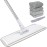 18 Professional Microfiber Mop Floor Cleaning System, Flat Mops with Stainless Steel Handle, 4 Reusable Washable Mop Pads, Wet and Dust Mopping for Hardwood, Vinyl, Laminate (White&Grey)