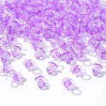 XINHUIDALSQ 150 Mini Acrylic Pacifiers for Baby Shower Girl Game, 0.86 Inch Bulk Chupones para Gender Reveal Party Favors Table Decoration (Purple)