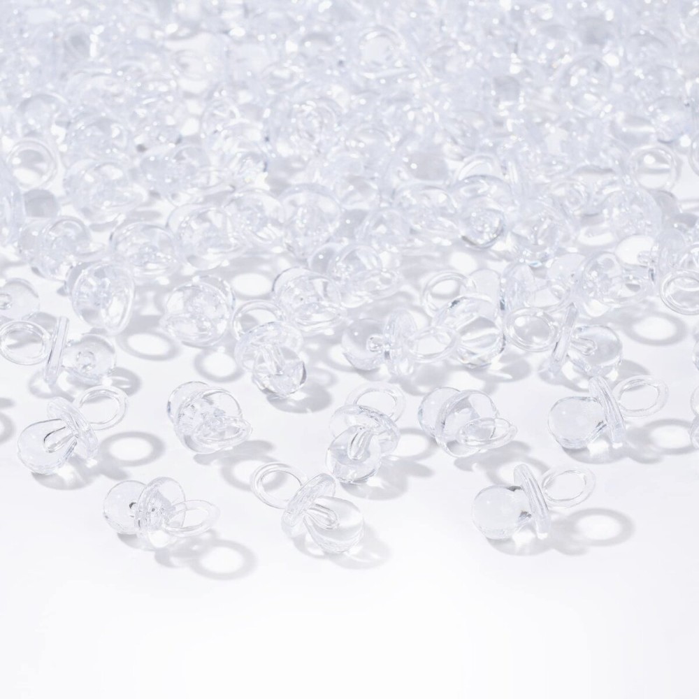 XINHUIDALSQ 150 Mini Acrylic Pacifiers for Baby Shower Girl Game, 0.86 Inch Bulk Chupones para Gender Reveal Party Favors Table Decoration (Clear)