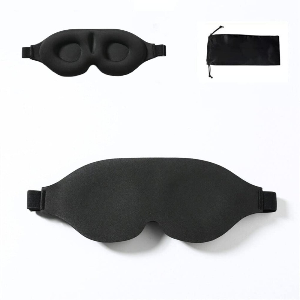 Tim & Tina 3D Sleep Eye Mask Blindfold for Men Women Sleeping Mask Light Blocking Soft Covers for Travel Nap Yoga Adjustable Strap (3D Black)