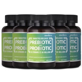 Zentastic Probiotics & Prebiotics Supplement - 50 Billion CFU - for Men & Womens Immune & Digestive Health - 16 Strains - Shelf Stable - 300 Delayed Release Veggie Capsules