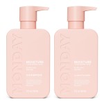 MONDAY HAIRCARE Moisture Shampoo + Conditioner Set for Dry, Coarse, Stressed, Frizzy Hair, Made with Coconut Oil, Rice Protein, Shea Butter and Vitamin E, All Natural, 12 fl oz (Pack of 2)