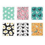 Cunhill 6 Pcs Chicken Kitchen Dish Cloth, Hand Towel, Reusable, Washable, Quick Drying, Decorative, Absorbent, No Odor Bar Towel