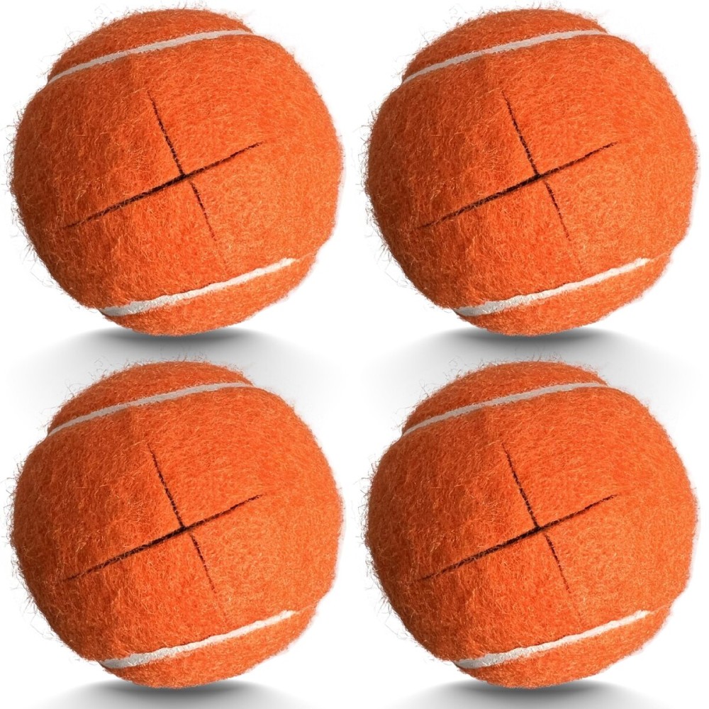 Precut Tennis Balls for Walkers, 4 PCS Heavy Duty Long Lasting Glide Balls - Precut for Easy Installation, Universal Felt Pads for Walker Legs & Furniture, Floor Protectors (Orange)