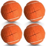 Precut Tennis Balls for Walkers, 4 PCS Heavy Duty Long Lasting Glide Balls - Precut for Easy Installation, Universal Felt Pads for Walker Legs & Furniture, Floor Protectors (Orange)