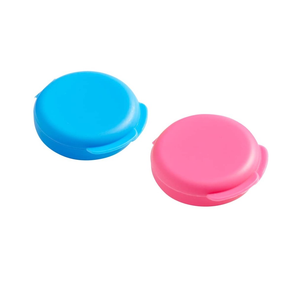 EZY DOSE Daily Round, Compact, Small, Discdrete, Portable On-The-Go Pocket Pharmacy, Pill Box, Organizer and Vitamin Containers, Snap Shut Lids, Travel Friendly, Blue & Pink, 2 Pack, BPA Free