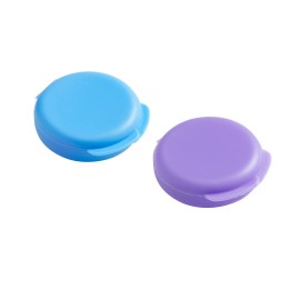 EZY DOSE Daily Round, Portable On-The-Go Pocket Pharmacy, Pill Box, Organizer and Vitamin Containers, Snap Shut Lids, Perfect for Traveling, Blue and Purple, 2 Pack, BPA Free