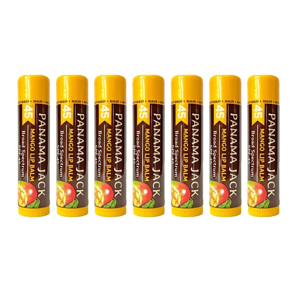 Panama Jack Sunscreen Lip Balm - SPF 45, Broad Spectrum UVA-UVB Sunscreen Protection, Prevents & Soothes Dry, Chapped Lips, Mango, 7-pack