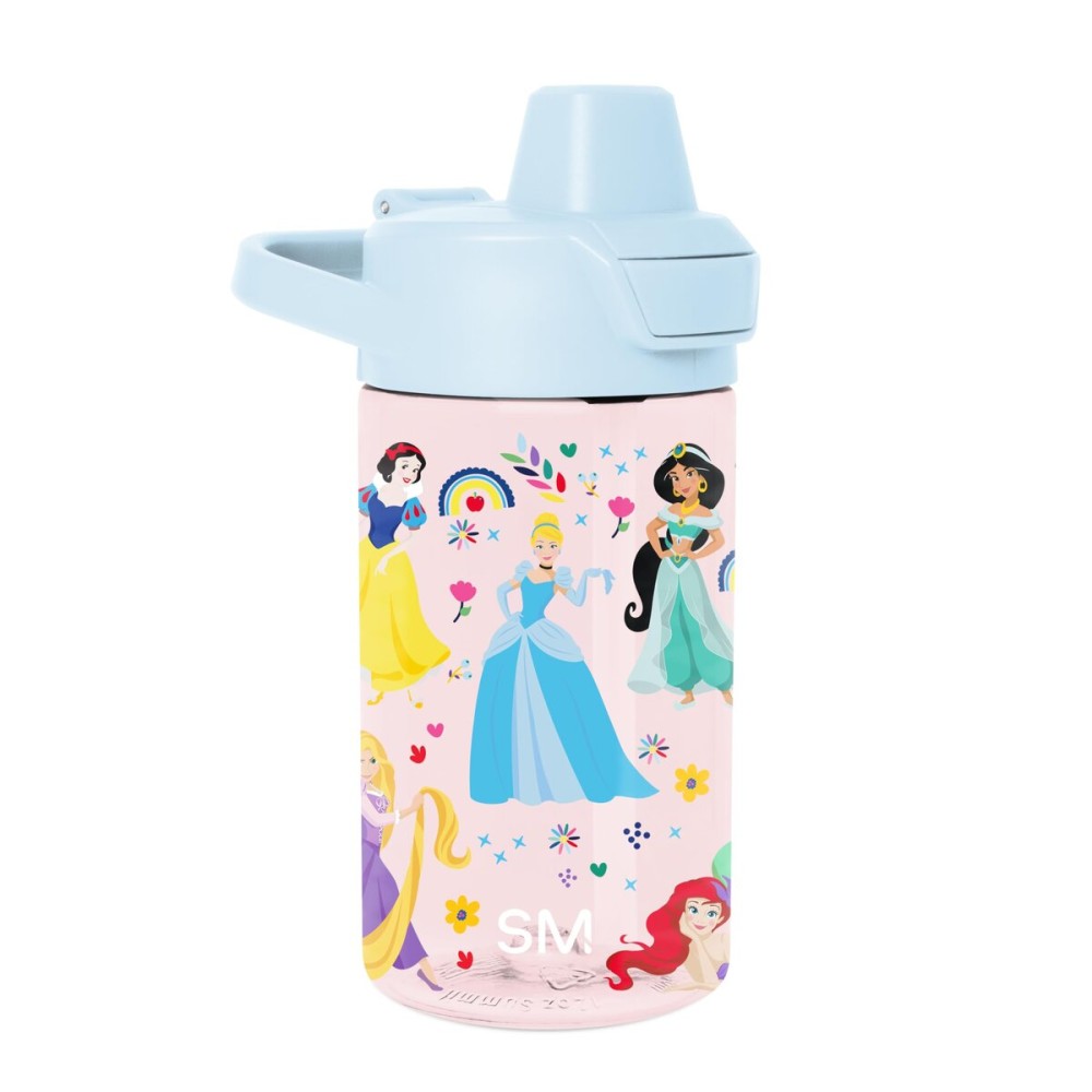 Simple Modern Disney Princess Kids Tritan Plastic Summit Water Bottle | 12 oz BPA-Free Cup with Covered Leak Proof Straw Lid for Girls, Toddlers | Princess Rainbows