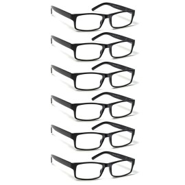 BIENCOOL 6 Pack Reading Glasses Traditional Frames for Men and Women Readers with Spring Loaded Hinges (6 Pack Black, 1.25, multiplier_x)
