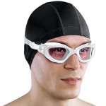 AqtivAqua Swim Goggles Swimming Goggles for Adult Men Women Kids 6-14 Youth Girls Boys Childrens DX-C (All White frame, Silver case, Clear lens)