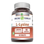 Amazing Formulas L-Lysine 1000mg Amino Acid Tablets Supplement | Non-GMO | Gluten Free | Made in USA (90 Count)
