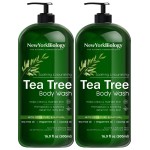 New York Biology Tea Tree Body Wash for Men and Women - Moisturizing Body Wash Helps Soothe the Skin - Refreshing and Hydrating Cleanser for Body and Feet - 16.9 Fl Oz (Pack of 2)