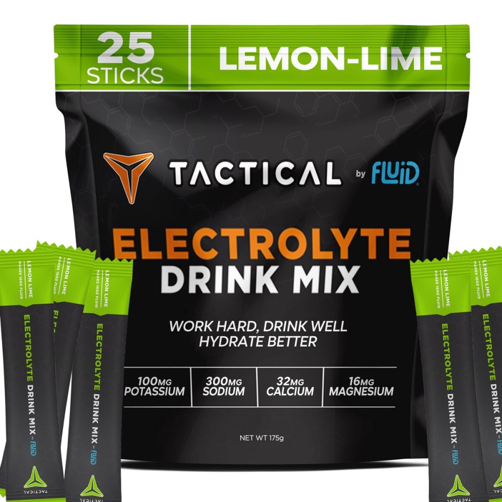 Fluid Tactical - 25 Count Electrolyte Powder | Lemon Lime | Travel Ready Drink Mix | Extreme Re-Hydration