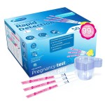 HEAL-CHECK 50 Count Pregnancy Tests with Cups, Bulk Pregnancy Test Strips for Detection at Home, Over 99% Accuracy, Individually Wrapped Fertility Tests, Extra-Wide 5mm HCG Tests, Pruebas De Embarazo