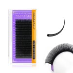 NAGARAKU Eyelash Extensions 0.12mm C curl 16-20mm Mix Tray Individual Lashes Classic Matte Black 16 Rows Professional Beauty Salon Supplies - Purple Card